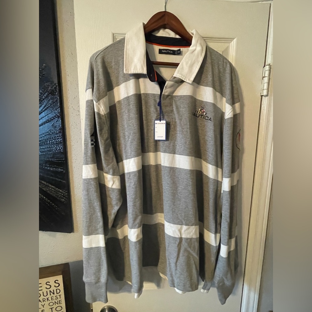 Nautica Long Sleeve Classic Fit Rugby Active Polo